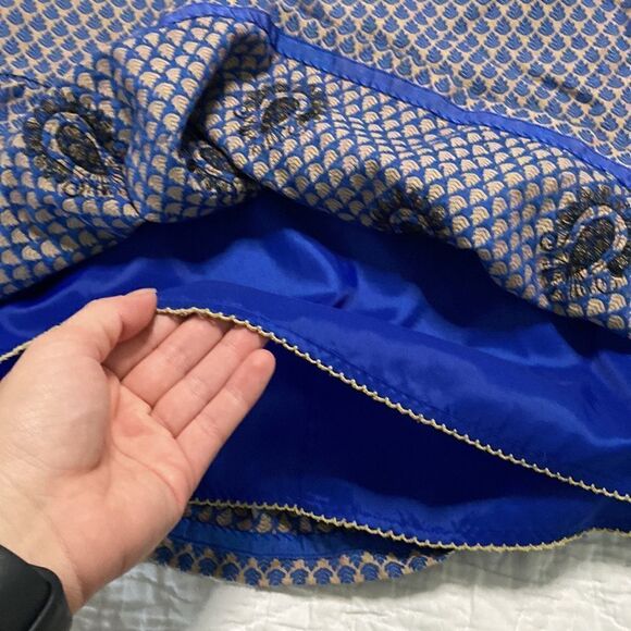 Anthropologie’s Leifsdottir Blue Patterned Flare Skirt - Picture 4 of 9